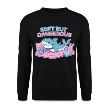 BLAHAJ – Soft & Danger - Unisex Sweatshirt - black - Front - Alina (178cm) & Michal (187cm)