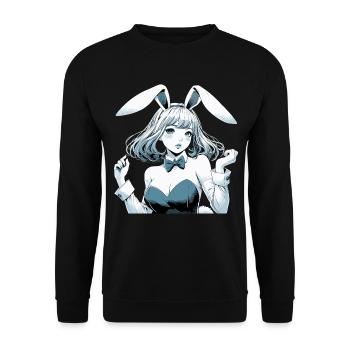 Hasenkostüm schöne Frau Manga Cosplay Geschenk - Unisex Pullover - Schwarz - Vorne - Alina (178cm) & Michal (187cm)