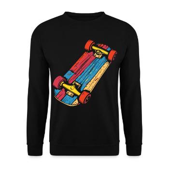 Skateboard Graphic Vintage Look - Unisex Sweatshirt - black - Front - Alina (178cm) & Michal (187cm)