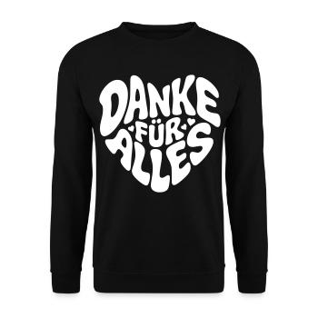 Danke für alles - Danke - Dankeschön - Danke sagen - Unisex Pullover - Schwarz - Vorne - Alina (178cm) & Michal (187cm)