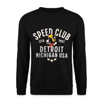 Véhicule de course et chien stylé Detroit - Sweat-shirt Unisexe - noir - Devant - Alina (178cm) & Michal (187cm)
