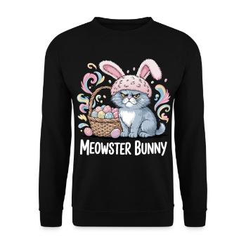 Meowster Bunny Easter Basket - Unisex Sweatshirt - black - Front - Alina (178cm) & Michal (187cm)
