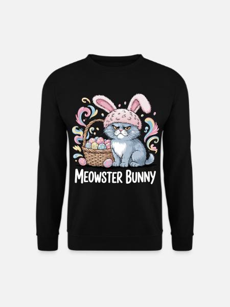 Meowster Bunny Easter Basket - Unisex Sweatshirt - black