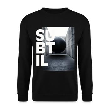 Schwerelosigkeit, dezentes Schwarz-Weiß, Grafikdesign - Unisex Pullover - Schwarz - Vorne - Alina (178cm) & Michal (187cm)