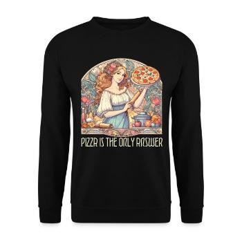 La pizza est la seule réponse Cadeau drôle - Sweat-shirt Unisexe - noir - Devant - Alina (178cm) & Michal (187cm)