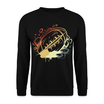 Rugby Ball Vintage Look - Unisex Pullover - Schwarz - Vorne - Alina (178cm) & Michal (187cm)