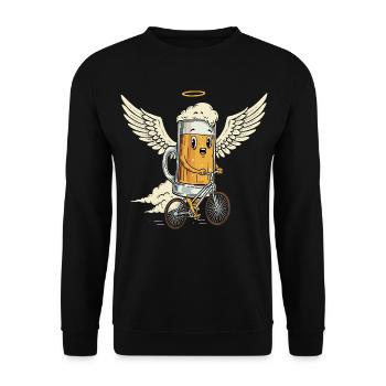 Lustig Bier Fahrrad Engel Männertag Vatertag Tour - Unisex Pullover - Schwarz - Vorne - Alina (178cm) & Michal (187cm)