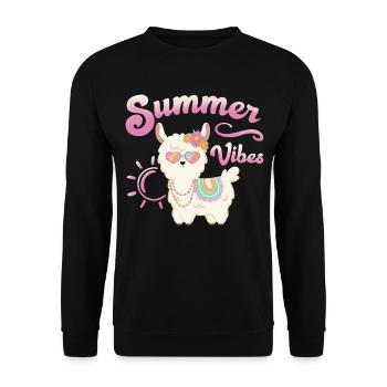 Llama Summer Alpaca - Summer Vibes - Unisex Sweatshirt - black - Front - Alina (178cm) & Michal (187cm)