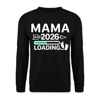 Boutique Mama 2026 – Bébé arrive - Sweat-shirt Unisexe - noir - Devant - Alina (178cm) & Michal (187cm)