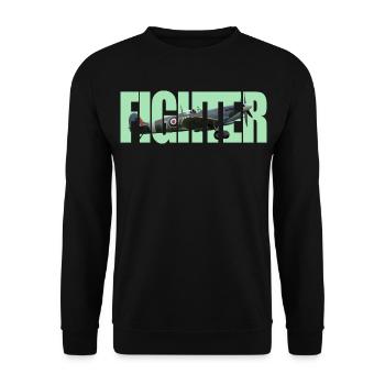 Fighter Spitfire - Unisex Pullover - Schwarz - Vorne - Alina (178cm) & Michal (187cm)