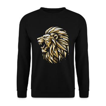 Lion rugit Or Doré Géométrique Cadeau - Sweat-shirt Unisexe - noir - Devant - Alina (178cm) & Michal (187cm)