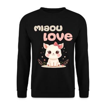 Personnage Miaou Love par Helfspawn - Sweat-shirt Unisexe - noir - Devant - Alina (178cm) & Michal (187cm)