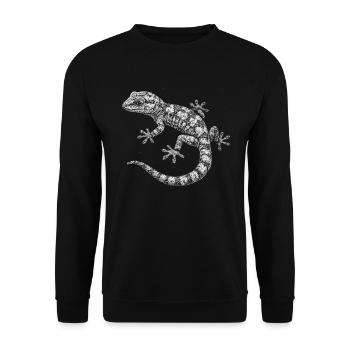 Ein Gecko - Unisex Pullover - Schwarz - Vorne - Alina (178cm) & Michal (187cm)
