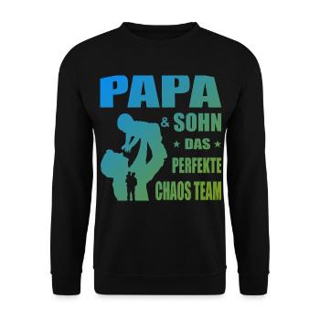 Papa und Sohn Das perfekte Chaos Team Geschenk - Unisex Pullover - Schwarz - Vorne - Alina (178cm) & Michal (187cm)