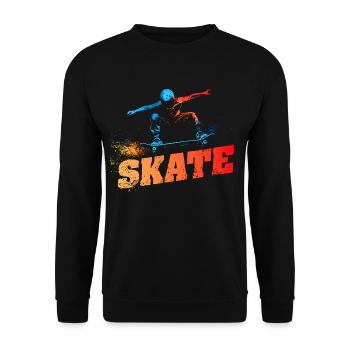 SKATE - Urban-Retro-Design - Unisex Pullover - Schwarz - Vorne - Alina (178cm) & Michal (187cm)