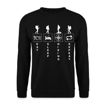 Funny Hiking Hiker Quote Eat Sleep Repeat - Unisex Sweatshirt - black - Front - Alina (178cm) & Michal (187cm)