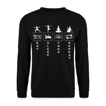 Funny Yoga Quote Eat Sleep Repeat - Unisex Sweatshirt - black - Front - Alina (178cm) & Michal (187cm)