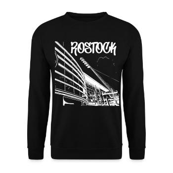 Vue sur le stade Rostock Skyline - Sweat-shirt Unisexe - noir - Devant - Alina (178cm) & Michal (187cm)