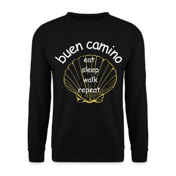 BuenCamino Muschel Motiv - Unisex Pullover - Schwarz - Vorne - Alina (178cm) & Michal (187cm)