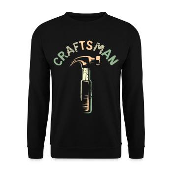 Craftsman Logo mit Hammer Werkzeug im Retro Stil - Unisex Pullover - Schwarz - Vorne - Alina (178cm) & Michal (187cm)