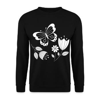 Butterfly with flowers - Unisex Sweatshirt - black - Front - Alina (178cm) & Michal (187cm)