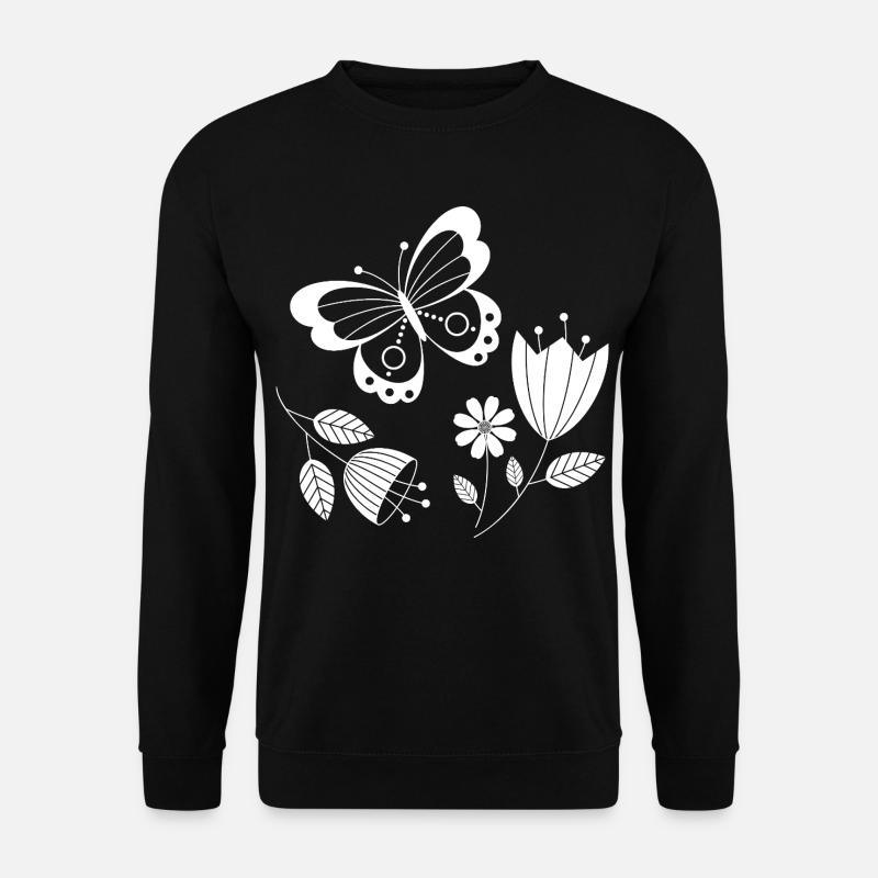 Schmetterling mit Blumen - Unisex Pullover - Schwarz