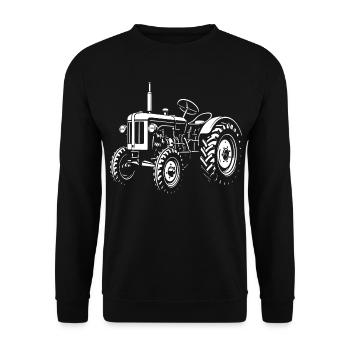 Oldtimer-Traktor R16 – Kraft aus Hannover - Unisex Pullover - Schwarz - Vorne - Alina (178cm) & Michal (187cm)