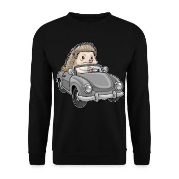 Hedgehog Car - Unisex Sweatshirt - black - Front - Alina (178cm) & Michal (187cm)