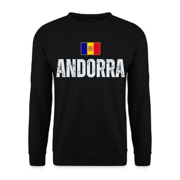 Flagge von Andorra, andorranischer Stolz - Unisex Pullover - Schwarz - Vorne - Alina (178cm) & Michal (187cm)