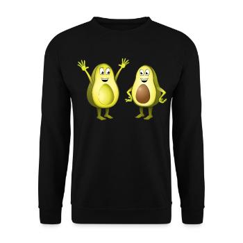 Bild von zwei fröhlichen Avocados - Unisex Pullover - Schwarz - Vorne - Alina (178cm) & Michal (187cm)