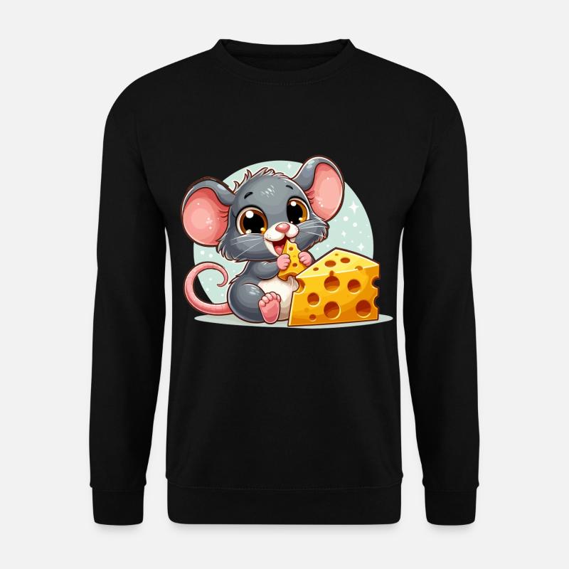 Käse Maus lecker Käse macht glücklich Geschenk - Unisex Pullover - Schwarz