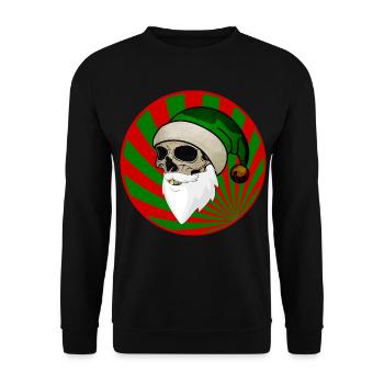 Totenkopf Weihnachtsmann Wichtel rot grün - Unisex Pullover - Schwarz - Vorne - Alina (178cm) & Michal (187cm)