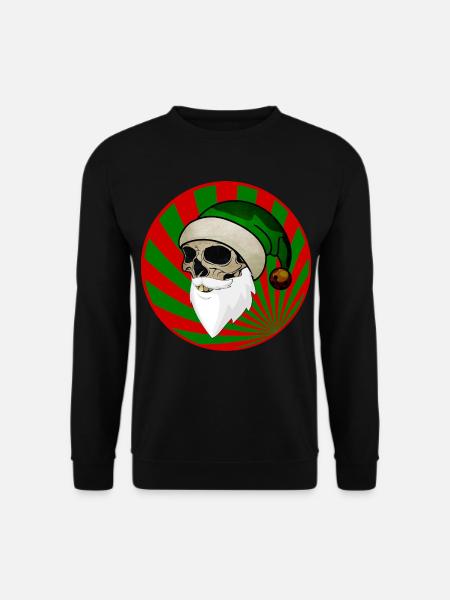 Skull Santa Claus Gnome red green - Unisex Sweatshirt - black