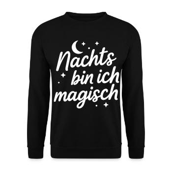 Nachts bin ich magisch - Unisex Pullover - Schwarz - Vorne - Alina (178cm) & Michal (187cm)