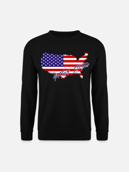 Landkarte der Vereinigten Staaten, American Pride - Unisex Pullover - Schwarz