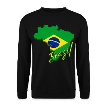 Landkarte von Brasilien, Flagge von Brasilien - Unisex Pullover - Schwarz - Vorne - Alina (178cm) & Michal (187cm)