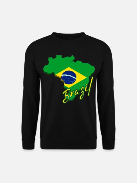 Kort over Brasilien, Brasiliens flag - Unisex sweater - sort