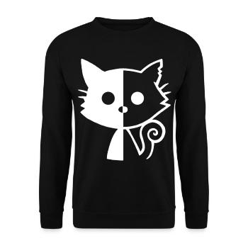 White Kitten Yin and Yang - Unisex Sweatshirt - black - Front - Alina (178cm) & Michal (187cm)