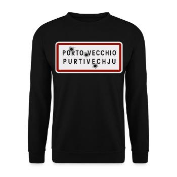 panneau d’entrée de la ville de porto vecchio - Sweat-shirt Unisexe - noir - Devant - Alina (178cm) & Michal (187cm)