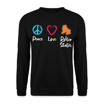 Peace Love Patins à roulettes - Sweat-shirt Unisexe - noir - Devant - Alina (178cm) & Michal (187cm)