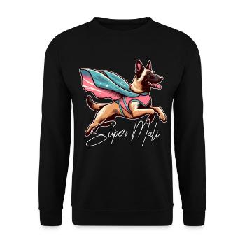 Super Dog Belgian Shepherd Cape Gift - Unisex Sweatshirt - black - Front - Alina (178cm) & Michal (187cm)