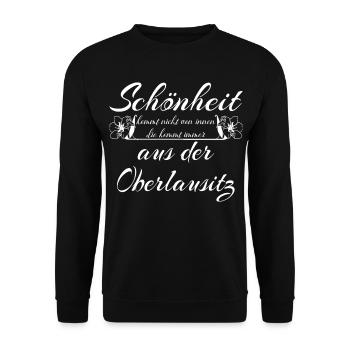 Beauty comes from Upper Lusatia - home - Unisex Sweatshirt - black - Front - Alina (178cm) & Michal (187cm)