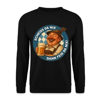 SCHEISS DA NIX DANN FEID DA NIX! - Unisex Pullover - Schwarz - Vorne - Alina (178cm) & Michal (187cm)