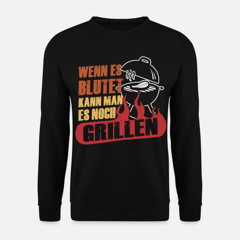 Grillbefehl bei Blutwurst Grillen Grillfest BBQ - Unisex Pullover - Schwarz