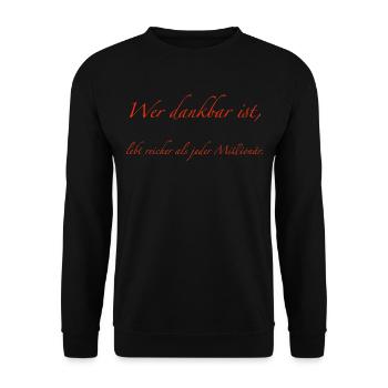 wer dankbar ist, lebt reicher als jeder Millionär - Unisex Pullover - Schwarz - Vorne - Alina (178cm) & Michal (187cm)