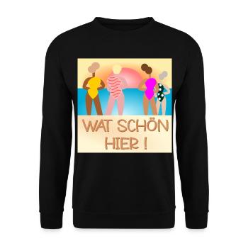 FRAUEN STRAND SONNENUNTERGANG - Unisex Pullover - Schwarz - Vorne - Alina (178cm) & Michal (187cm)