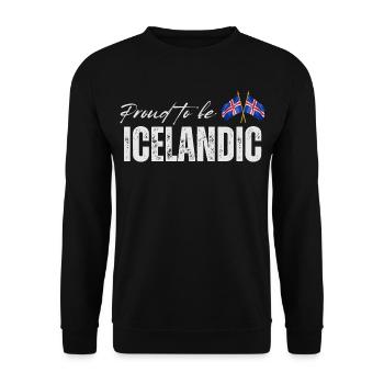 Fière d’Islandaise, j’adore l’Islande - Sweat-shirt Unisexe - noir - Devant - Alina (178cm) & Michal (187cm)
