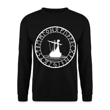 Drakkar blanc viking et boussole - Sweat-shirt Unisexe - noir - Devant - Alina (178cm) & Michal (187cm)