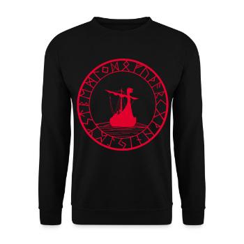 Drakkar viking rouge et boussole - Sweat-shirt Unisexe - noir - Devant - Alina (178cm) & Michal (187cm)