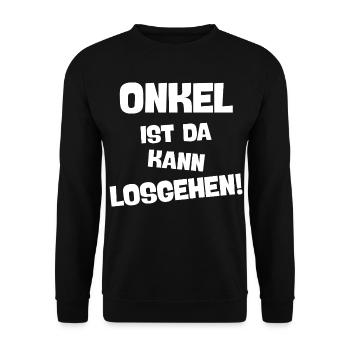 ONKEL IST DA KANN LOSGEHEN der coole Onkel - Unisex Pullover - Schwarz - Vorne - Alina (178cm) & Michal (187cm)